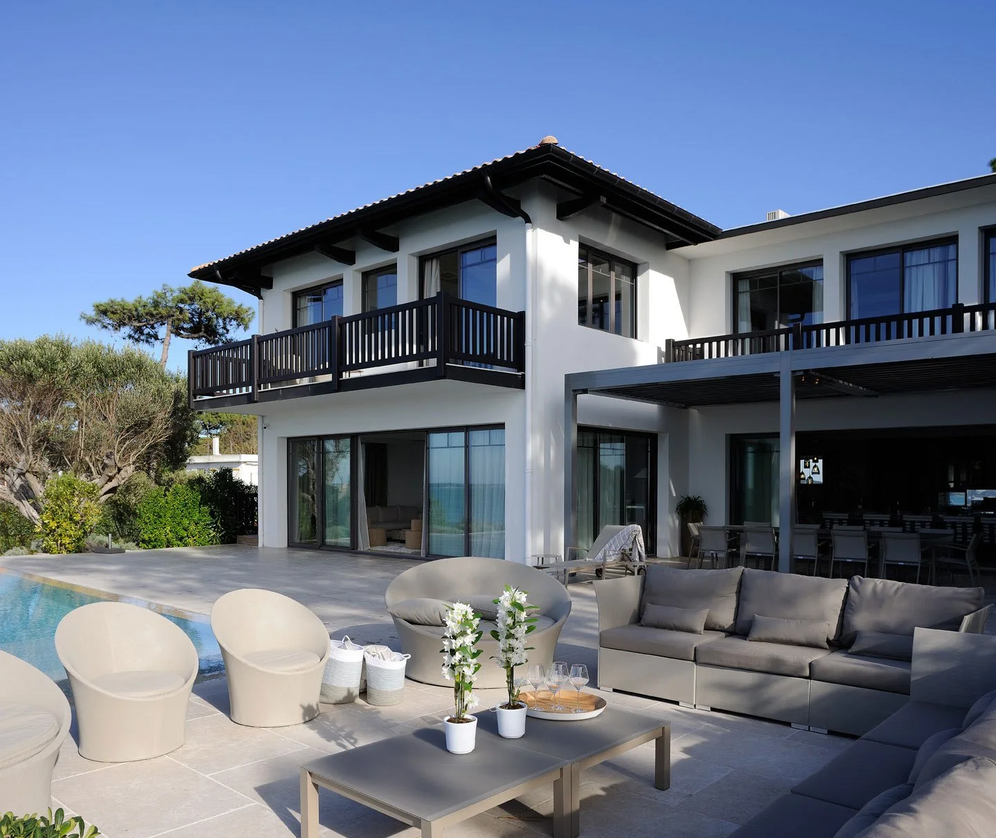 Villa and pool at Pyla, exterior view after the works