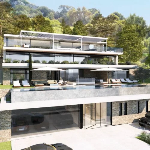 Contemporary villa set among the planting